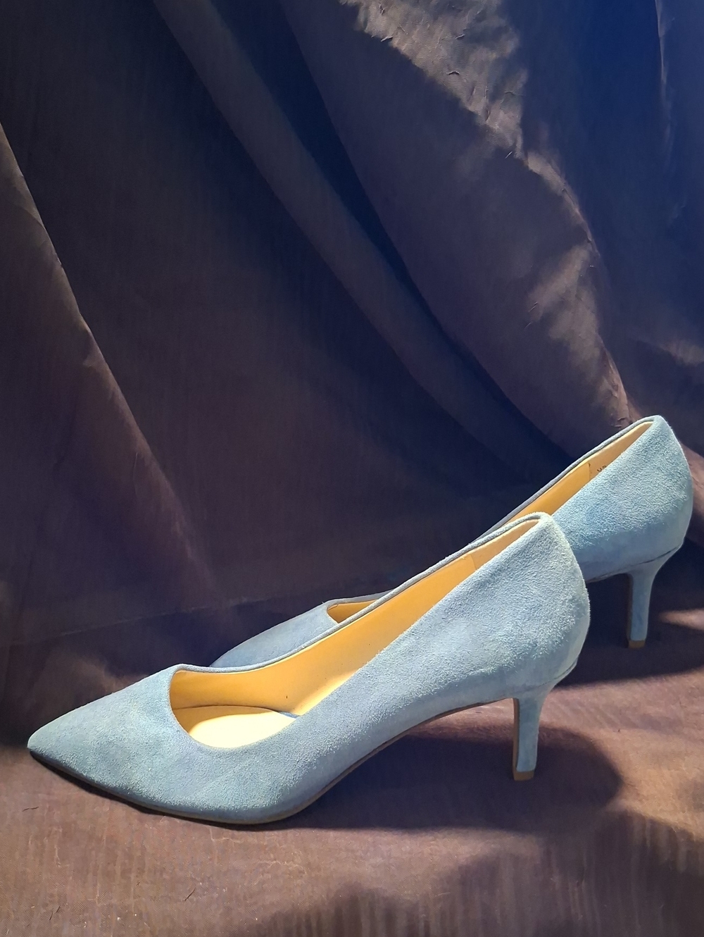 Franco Sarto Classic Pointed-Toe Kitten Heel Pumps in Light Blue